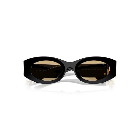 New MIU MIU Black Round SMU11W 16K-10R Sunglasses Women - Picture 5 of 7